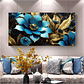 Quadro Decorativo Flores Moderno Azul e Preto - Thumbnail 1