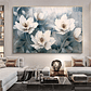 Quadro Decorativo Flores Azul e Branco Delicado - Thumbnail 1