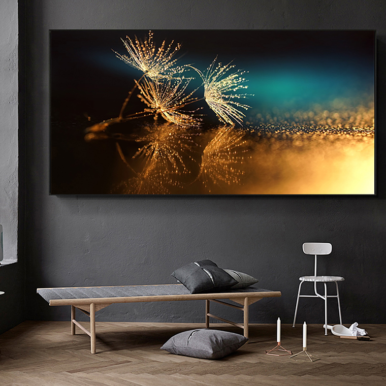 Quadro Decorativo Flores Dente de Leão Orvalho Sombras 1