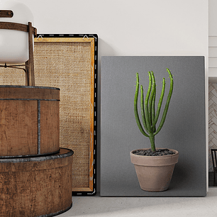 Quadro Decorativo Flores Vaso Cacto