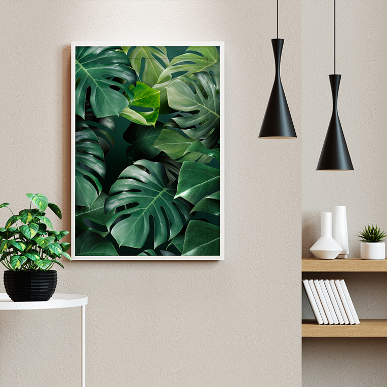 Quadro Decorativo Flores Folhas Costela de Adão 1