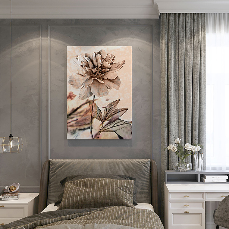 Quadro Decorativo Flores Rose e Bege 1