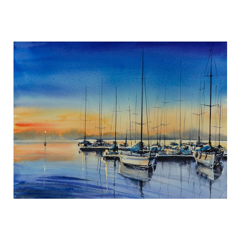 Quadro Decorativo Praia Mar Barco Pôr do Sol 2