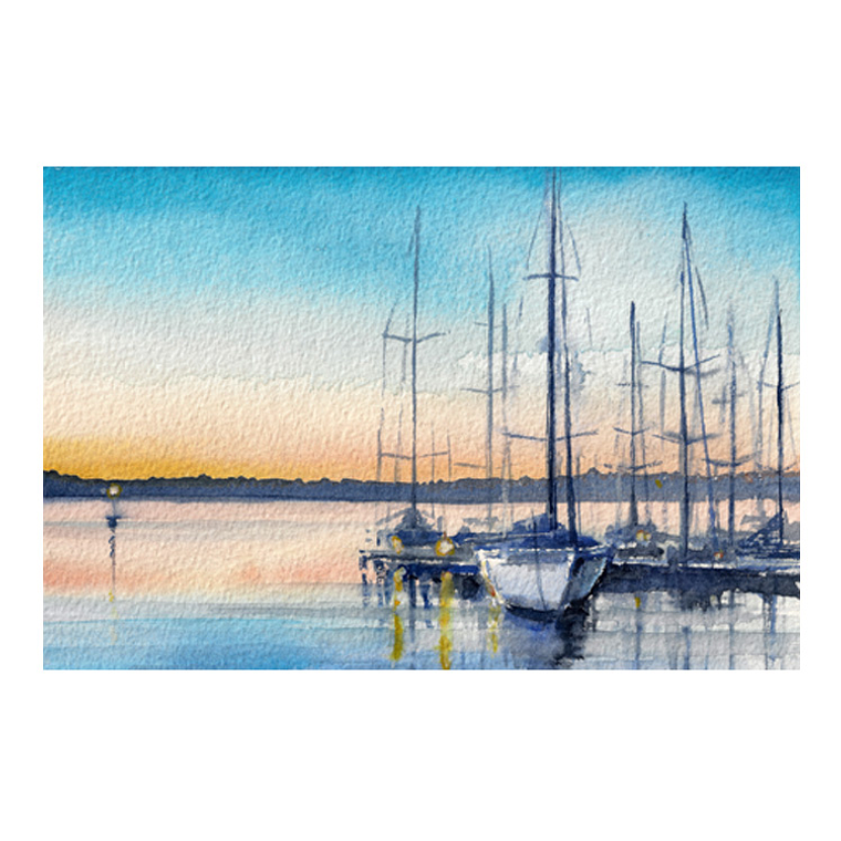 Quadro Decorativo Praia Mar Barco Amanhecer 2