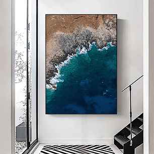 Quadro Decorativo Praia Mar Rochas Waves