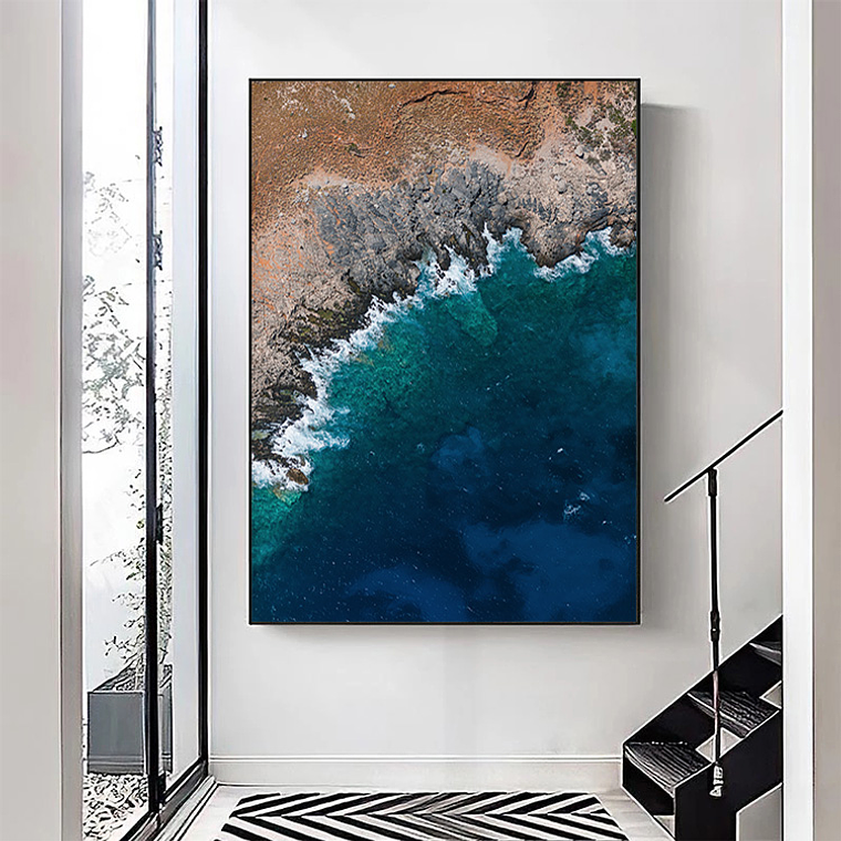 Quadro Decorativo Praia Mar Rochas Waves 1