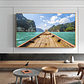 Quadro Decorativo Praia Montanhas Barco - Thumbnail 1