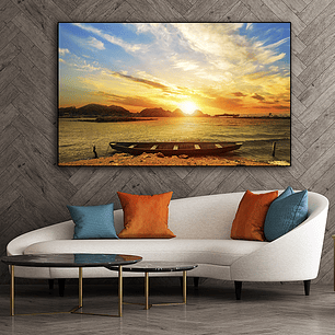 Quadro Decorativo Praia Barco Sunset