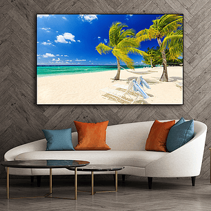 Quadro Decorativo Praia Coqueiros Descanso