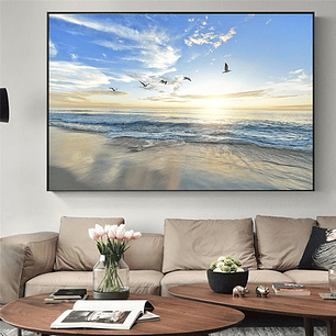 Quadro Decorativo Praia Pássaros