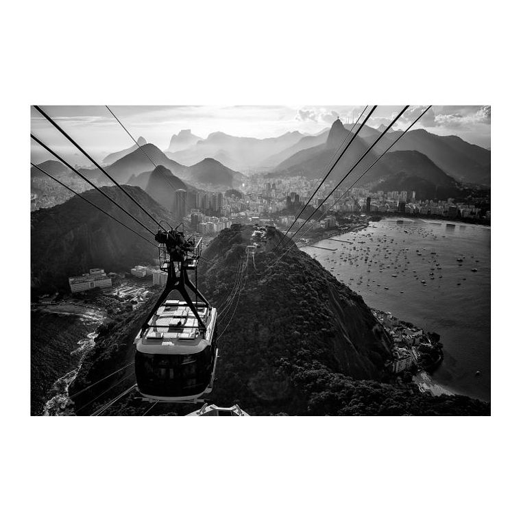 Quadro Decorativo Cidade Bondinho Rio de Janeiro Preto e Branco 2