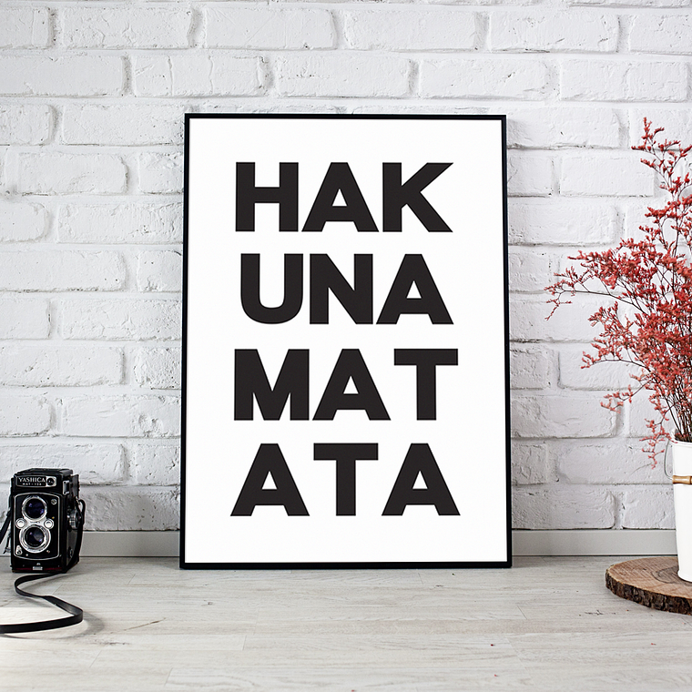 Quadro Decorativo Preto e Branco Hakuna Matata 1