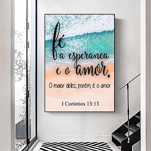 Quadro Decorativo Religioso Fé Esperança e Amor