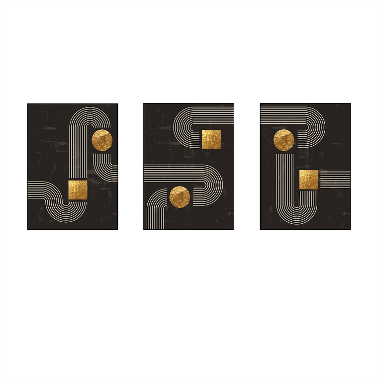 Minimalista Linhas Preto e Dourado 2