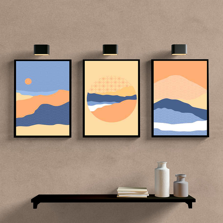 Minimalista Montanhas Bege e Azul 1