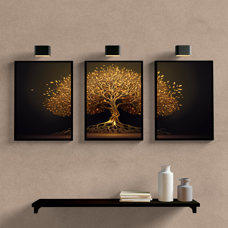 Árvore da Vida Preto e Dourado 1