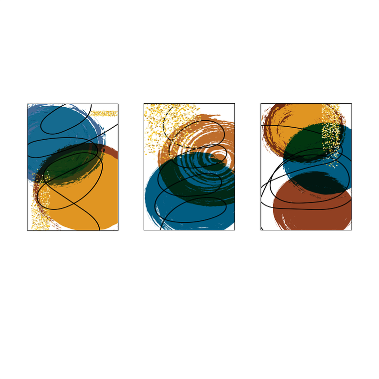 Abstrato Azul Dourado Marrom 2