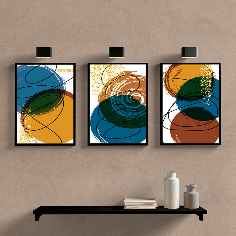 Abstrato Azul Dourado Marrom 1