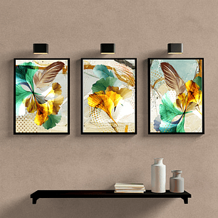 Abstrato Folhas Verde e Marrom