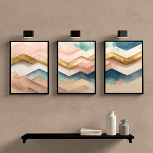 Chevron Rosa Azul e Dourado