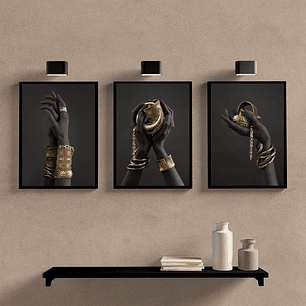 Mulher Preto e Dourado Jóias Ouro