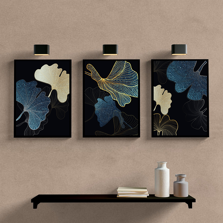 Flor Azul Branco e Gold 1