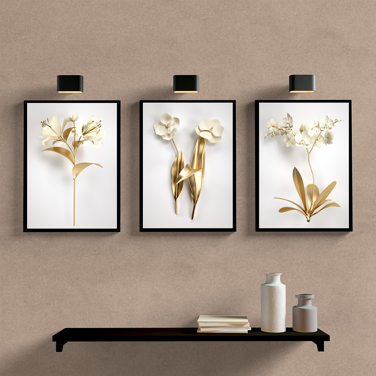 Flor Branco e Dourado Luxo 1