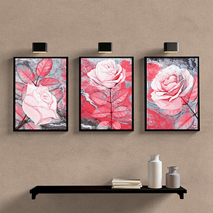 Flor Abstrato Rosa e Cinza