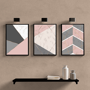 Geométricos Rosa Branco e Cinza