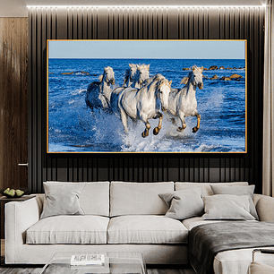 Quadro Decorativo Cavalo Branco Praia