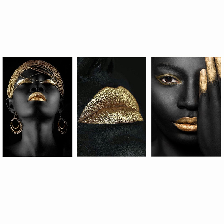 Quadro Decorativo Mulher Black Sensual Kit com 3 quadros 2