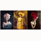 Quadro Decorativo Mulher Flores Kit com 3 quadros - Thumbnail 2