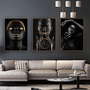 Quadro Decorativo Mulher Tempo com 3 quadros