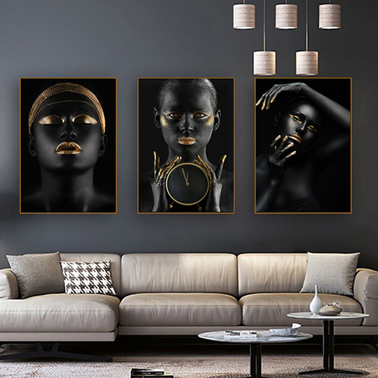 Quadro Decorativo Mulher Tempo com 3 quadros 1