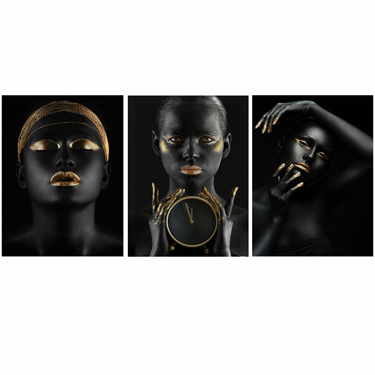 Quadro Decorativo Mulher Tempo com 3 quadros 2