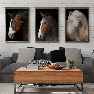 Quadro Decorativo Cavalos Kit com 3 quadros