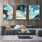 Quadro Decorativo Abstrato Azul Impacto Kit com 3 quadros - Thumbnail 1