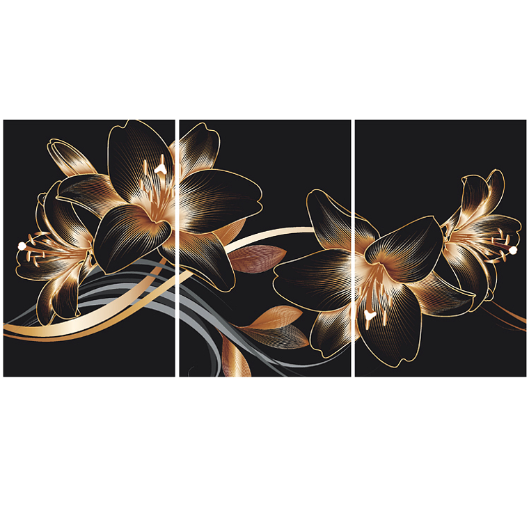 Quadro Decorativo Flor Lotus Kit com 3 quadros  2