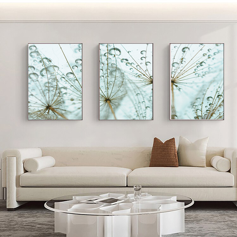 Quadro Decorativo Flor Dente Leão Delicado Kit com 3 quadros 1