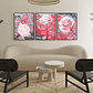 Quadro Decorativo Flor Rosa e Cinza Kit com 3 quadros - Thumbnail 1