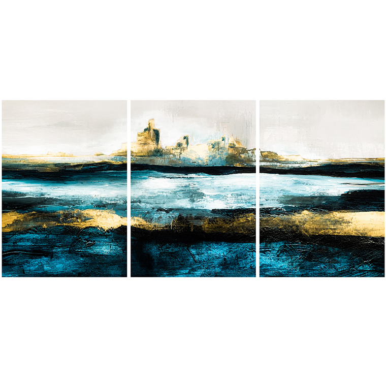 Quadro Decorativo Abstrato Cidade Modern Kit com 3 quadros 2