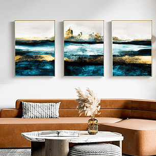 Quadro Decorativo Abstrato Cidade Modern Kit com 3 quadros