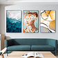 Quadro Decorativo Abstrato Mulher Tons Azul Kit com 3 quadros - Thumbnail 1