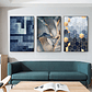 Quadro Decorativo Abstrato Misto Azul Kit com 3 quadros - Thumbnail 1