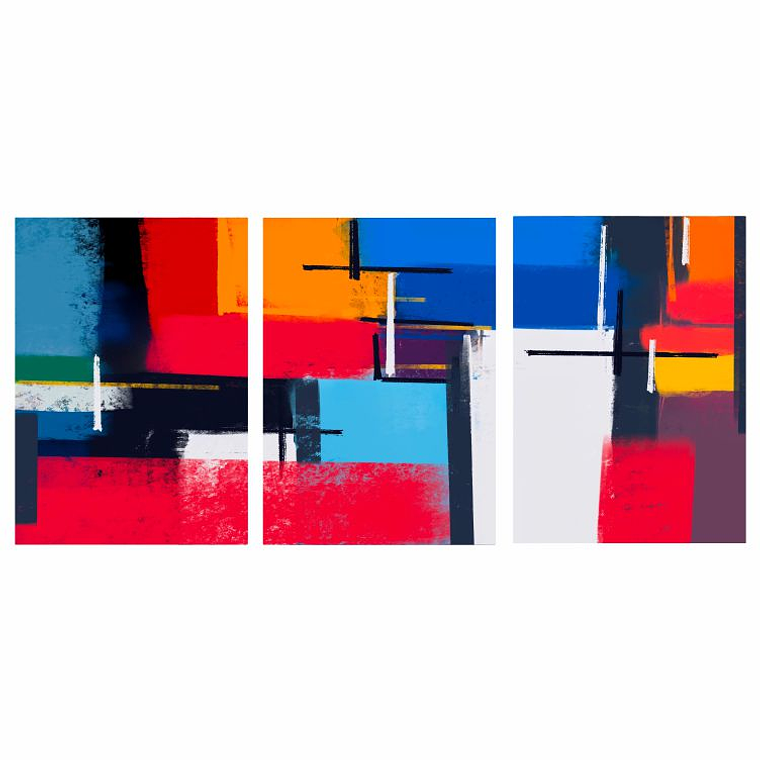 Quadro Decorativo Abstrato Geométrico Cores Kit com 3 quadros 2