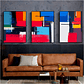 Quadro Decorativo Abstrato Geométrico Cores Kit com 3 quadros - Thumbnail 1