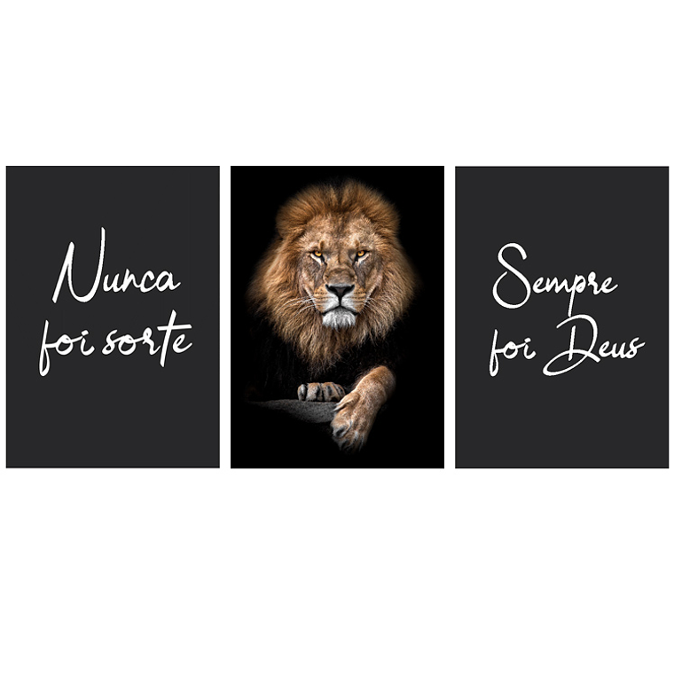Quadro Decorativo Nunca Foi Sorte Kit com 3 quadros 2