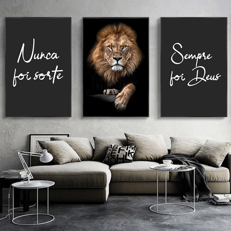 Quadro Decorativo Nunca Foi Sorte Kit com 3 quadros 1