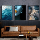 Quadro Decorativo Mulher Azul Luxo Kit com 3 quadros - Thumbnail 1