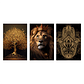 Quadro Decorativo Leão Árvore Vida Kit com 3 quadros - Thumbnail 2